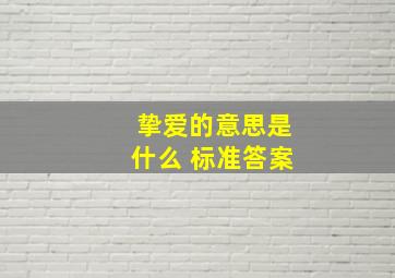 挚爱的意思是什么 标准答案